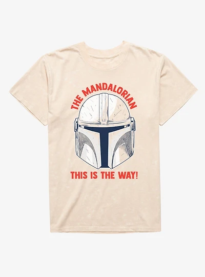 Star Wars The Mandalorian This Is Way Helmet Sketch Mineral Wash T-Shirt
