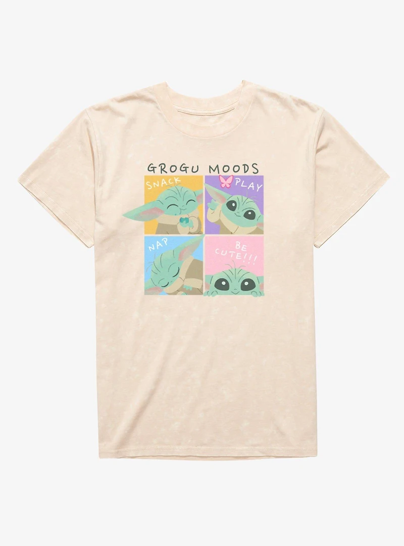 Star Wars Grogu Moods Snack Play Nap Mineral Wash T-Shirt