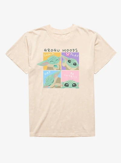 Star Wars Grogu Moods Snack Play Nap Mineral Wash T-Shirt