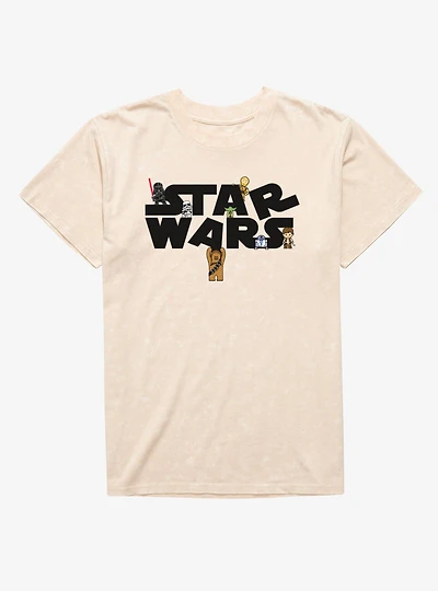 Star Wars Cartoon Logo Destruction Mineral Wash T-Shirt