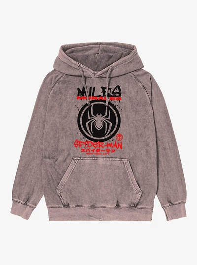 Marvel Spider-Man New York Dripping Miles Morales Mineral Wash Hoodie