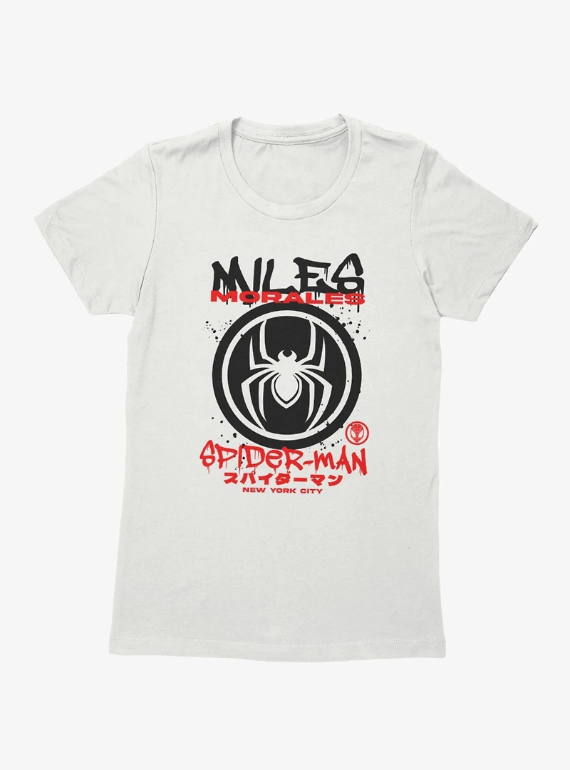 Marvel Spider-Man New York Dripping Miles Morales Womens T-Shirt