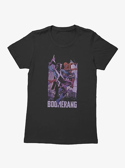 Marvel Spider-Man Boomerang Battle City Backdrop Womens T-Shirt