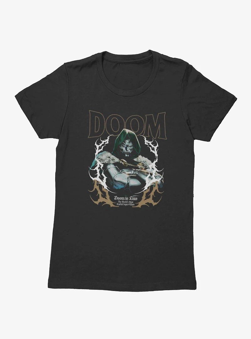 Marvel Comics Retro Doom Is Law Most Fearful Villain Womens T-Shirt