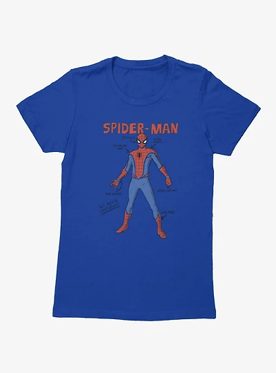 Marvel Spider-Man Suit Drawing Schematics Womens T-Shirt