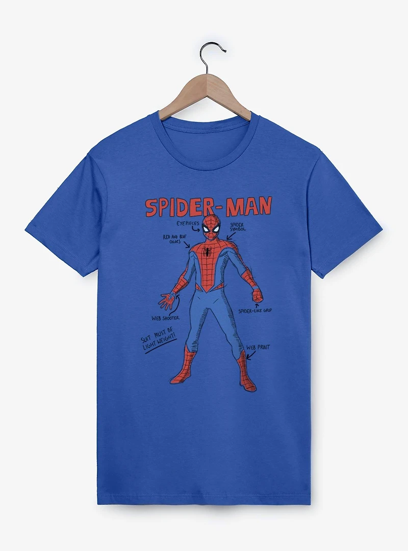 Marvel Spider-Man Suit Drawing Schematics T-Shirt