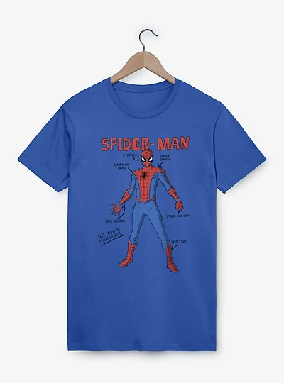 Marvel Spider-Man Suit Drawing Schematics T-Shirt