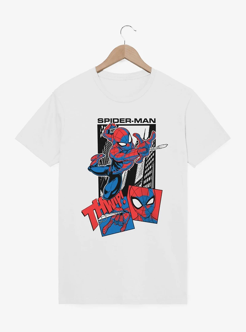 Marvel Spider-Man Thwip Through The City Panel T-Shirt