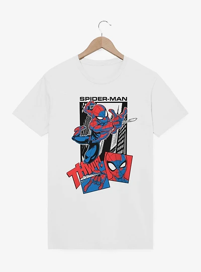 Marvel Spider-Man Thwip Through The City Panel T-Shirt