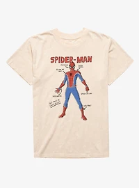 Marvel Spider-Man Suit Drawing Schematics Mineral Wash T-Shirt