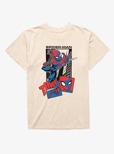 Marvel Spider-Man Thwip Through The City Panel Mineral Wash T-Shirt