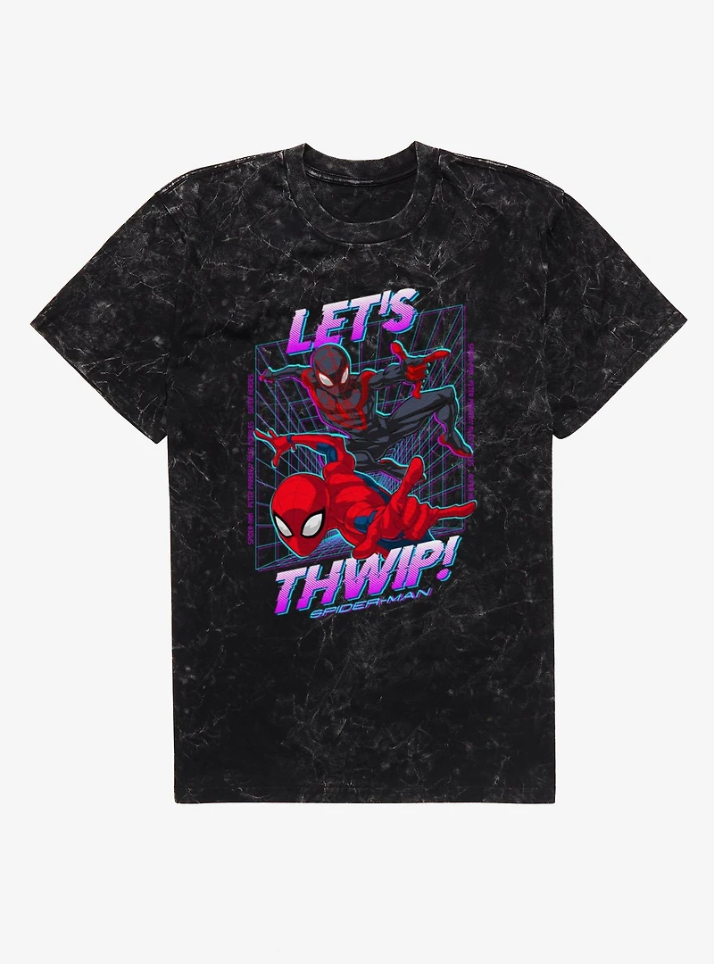Marvel Spider-Man Lets Thwip Miles And Peter Mineral Wash T-Shirt