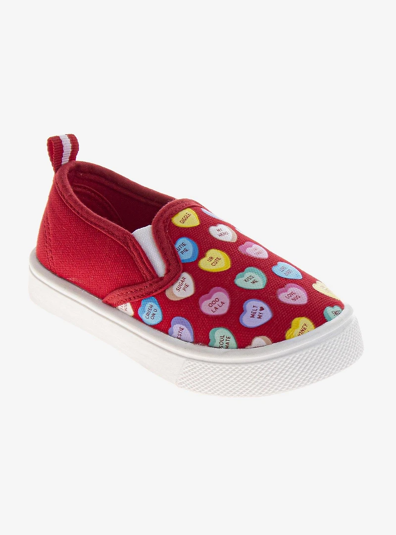 Sweethearts Conversation Hearts Slip On Sweet Adorable Toddler Shoes Red