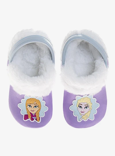Disney Frozen Anna and Elsa Fuzzy Fleece-Lined Toddler & Little Kids Clogs