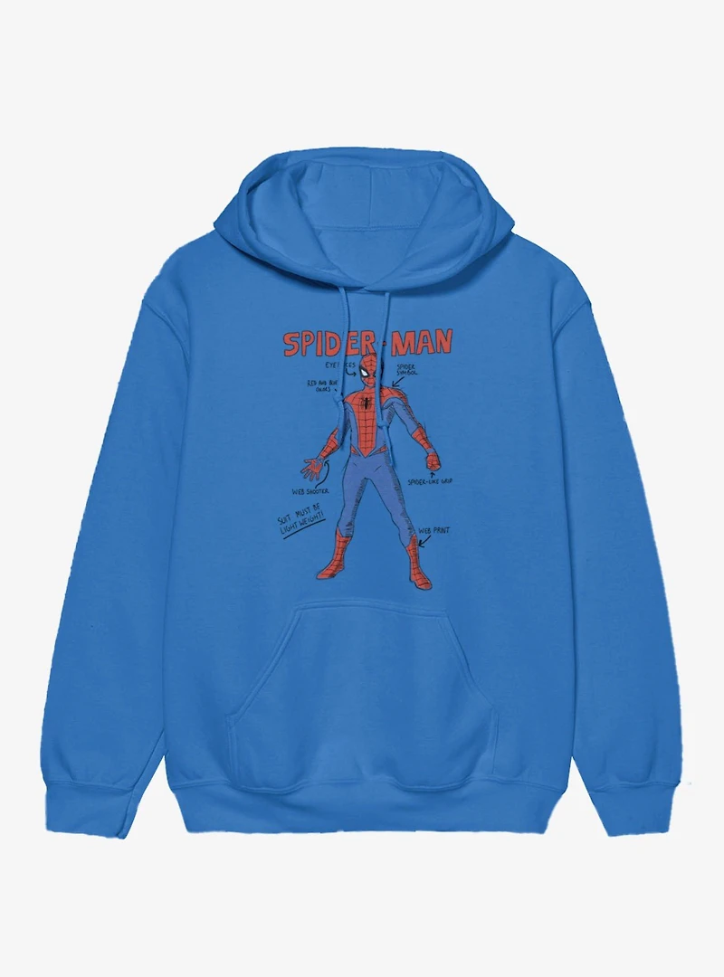 Marvel Spider-Man Suit Drawing Schematics Hoodie