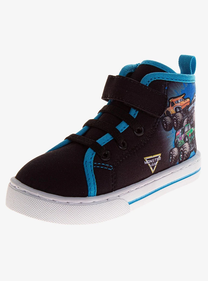 Monster Jam Canvas Rugged Tread Lace Up High Top Toddler & Little Kids Sneakers