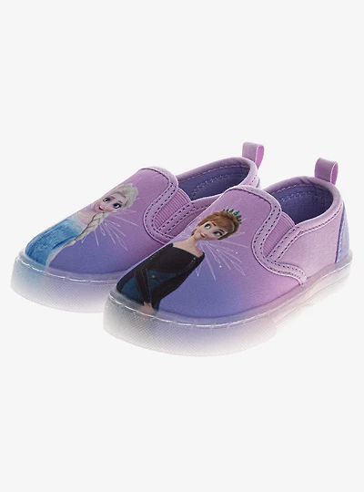 Disney Frozen Elsa and Anna Glitter Toddler & Little Kids Slip On Canvas Sneakers