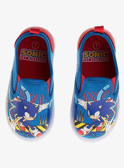Sonic The Hedgehog Slip-On Canvas Toddler & Little Kids Sneakers Blue and Red