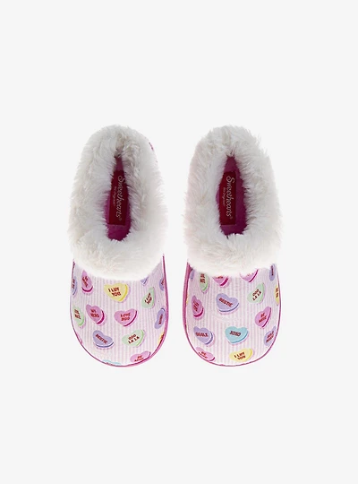 Sweethearts Conversation Hearts Cozy Plush Warm Lined Kids Slippers