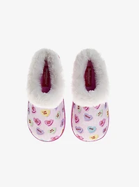 Sweethearts Conversation Hearts Cozy Plush Warm Lined Kids Slippers