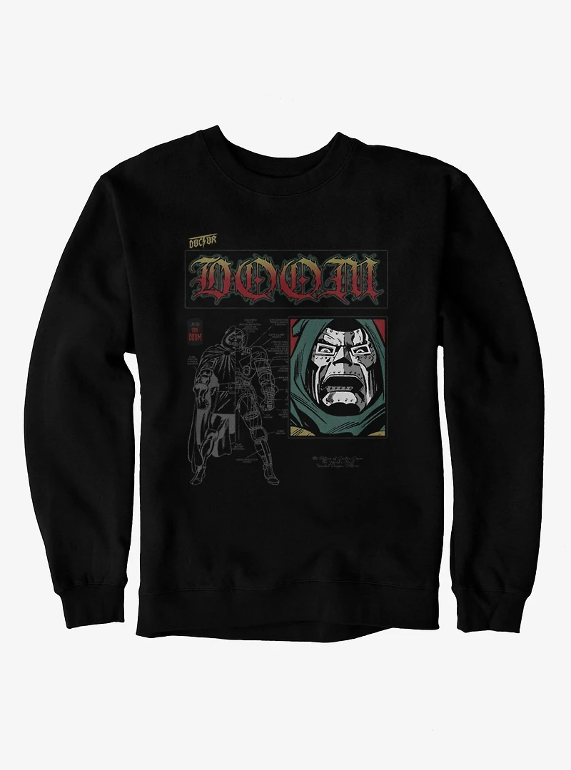Marvel Comics Retro Doctor Von Doom Zoom On Face Sweatshirt