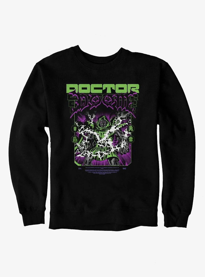Marvel Comics Retro Doctor Doom Green Purple Explosion Sweatshirt