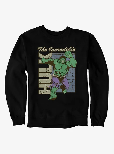 Marvel Comics Retro Incredible Hulk Wall Smash Run Sweatshirt