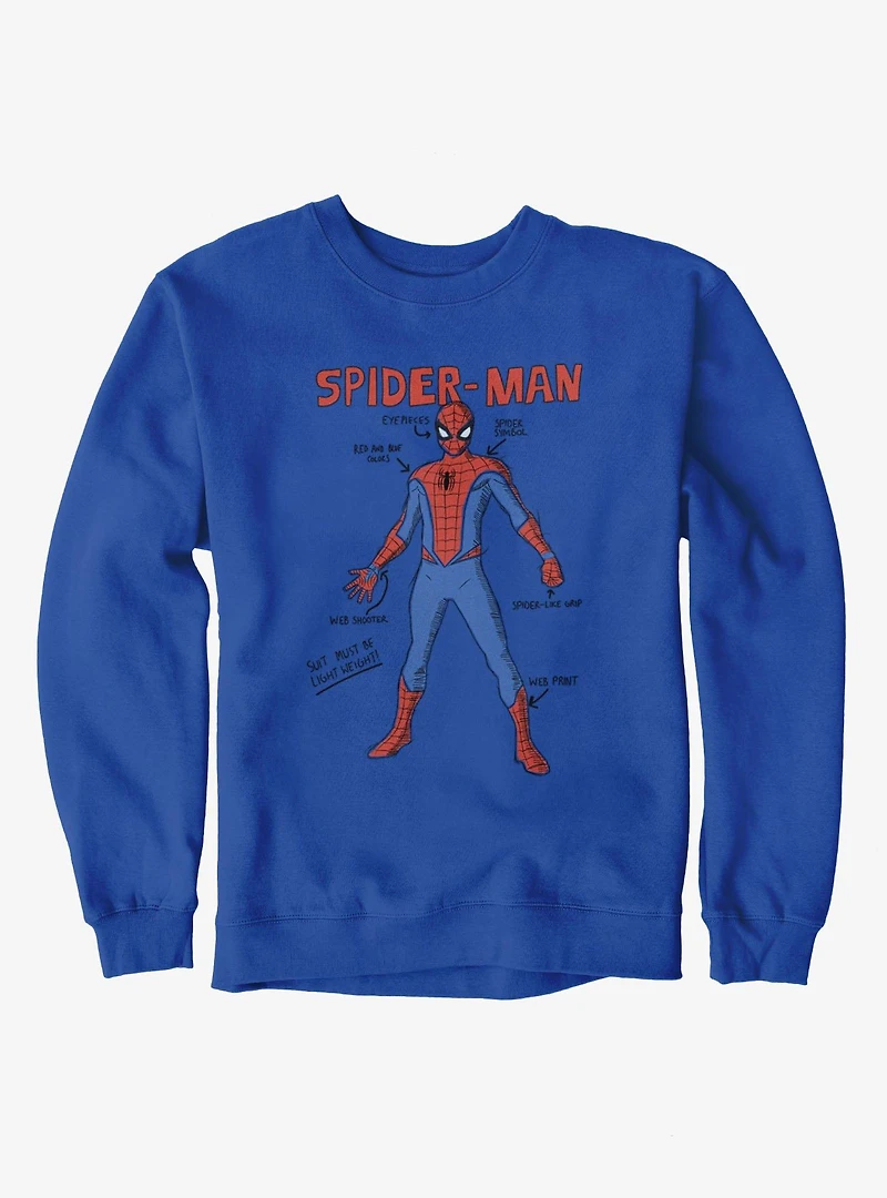 Marvel Spider-Man Suit Drawing Schematics Sweatshirt