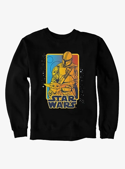 Star Wars The Mandalorian Blue Red Retro Poster Sweatshirt