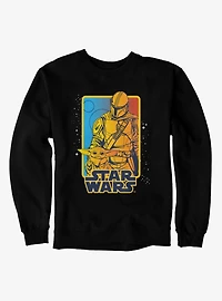 Star Wars The Mandalorian Blue Red Retro Poster Sweatshirt