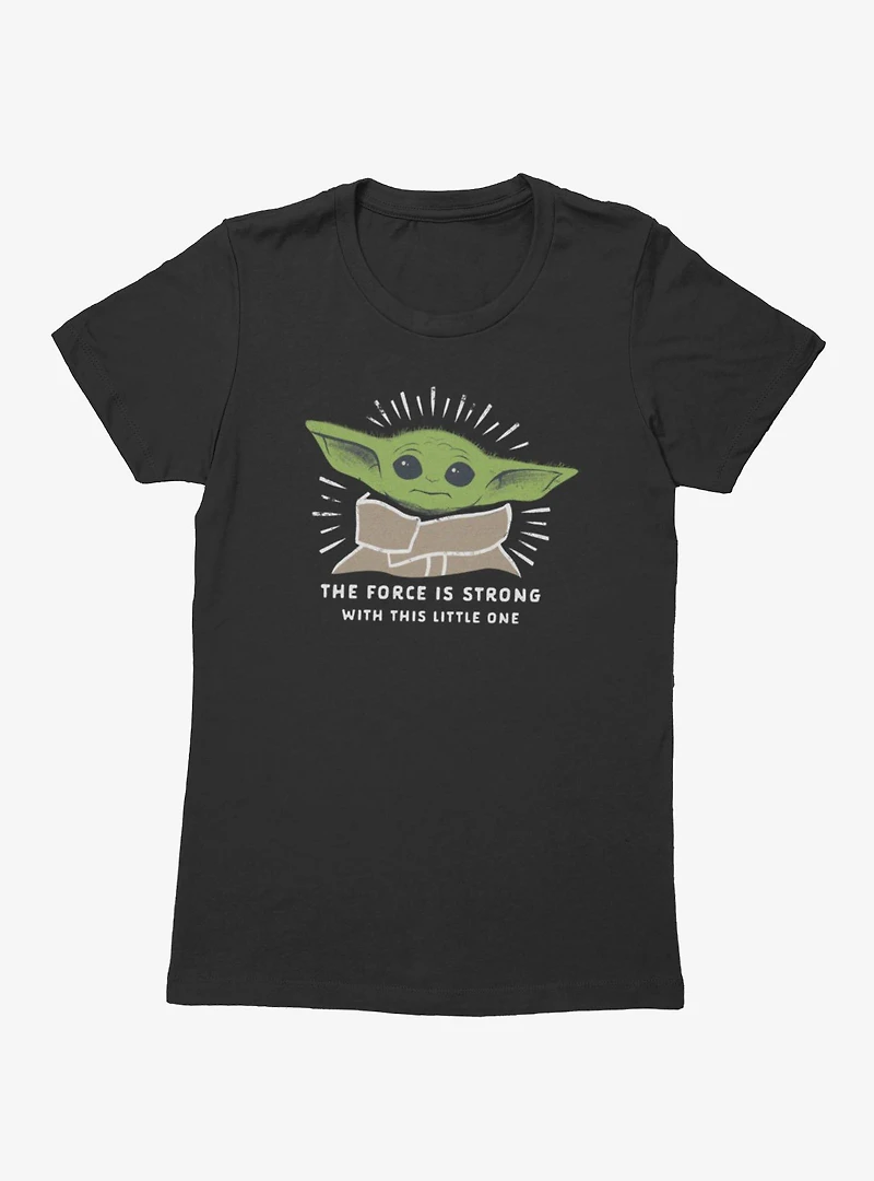 Star Wars The Mandalorian Force Is Strong Little One Burst Womens T-Shirt