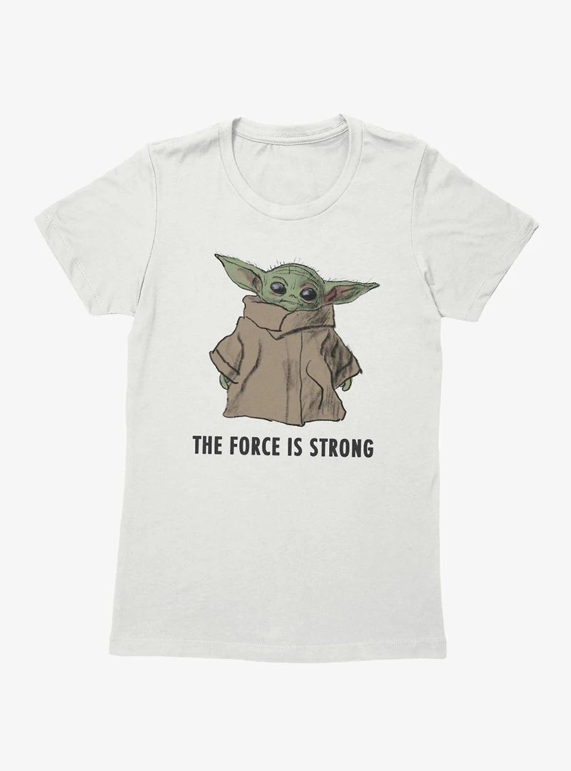 Star Wars The Mandalorian Force Is Strong Dirty Grogu Sketch Womens T-Shirt