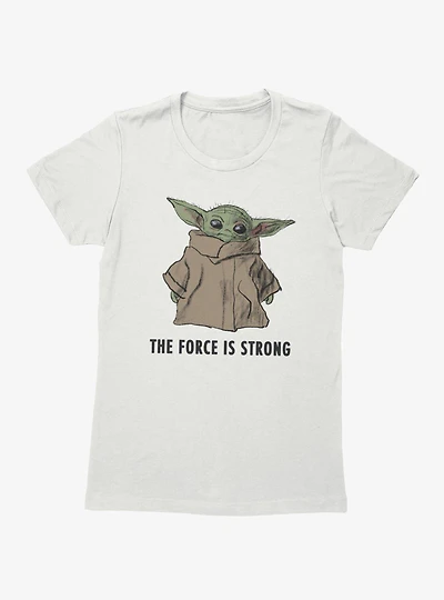 Star Wars The Mandalorian Force Is Strong Dirty Grogu Sketch Womens T-Shirt