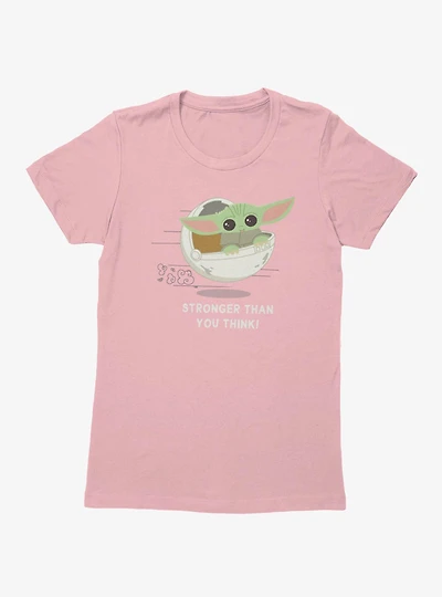 Star Wars The Mandalorian Think Stronger Dashing Grogu Womens T-Shirt