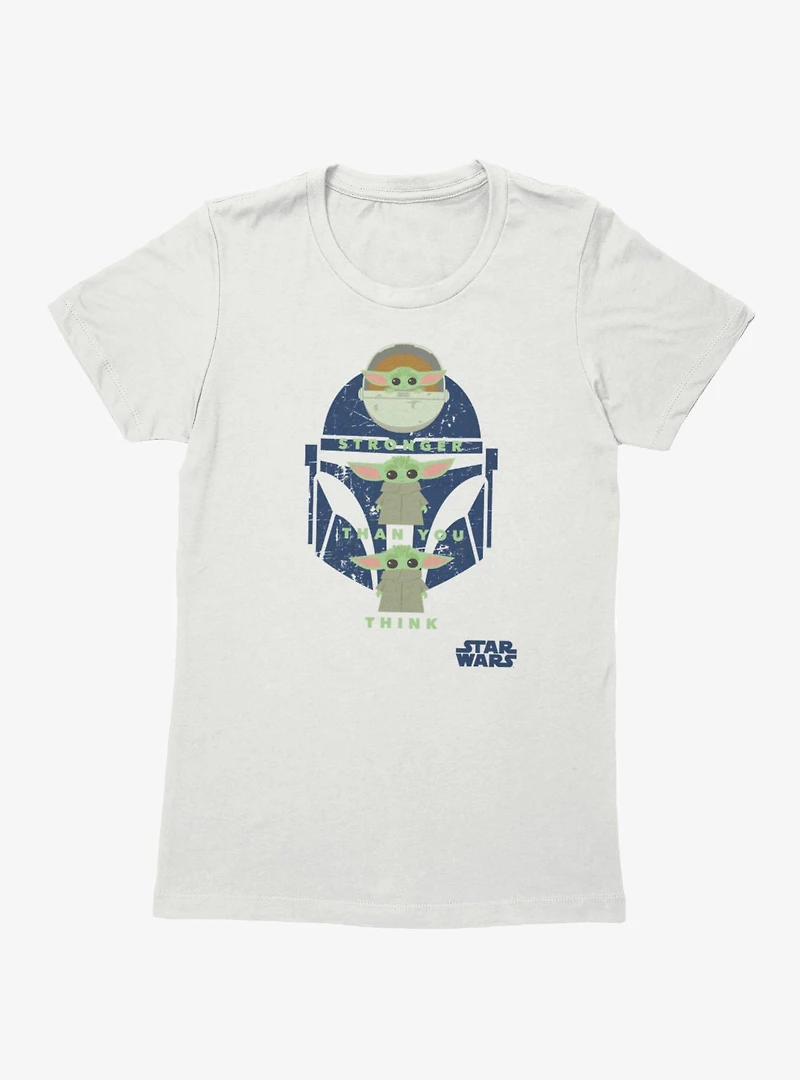 Star Wars The Mandalorian Stronger Than Grogu And Helmet Womens T-Shirt