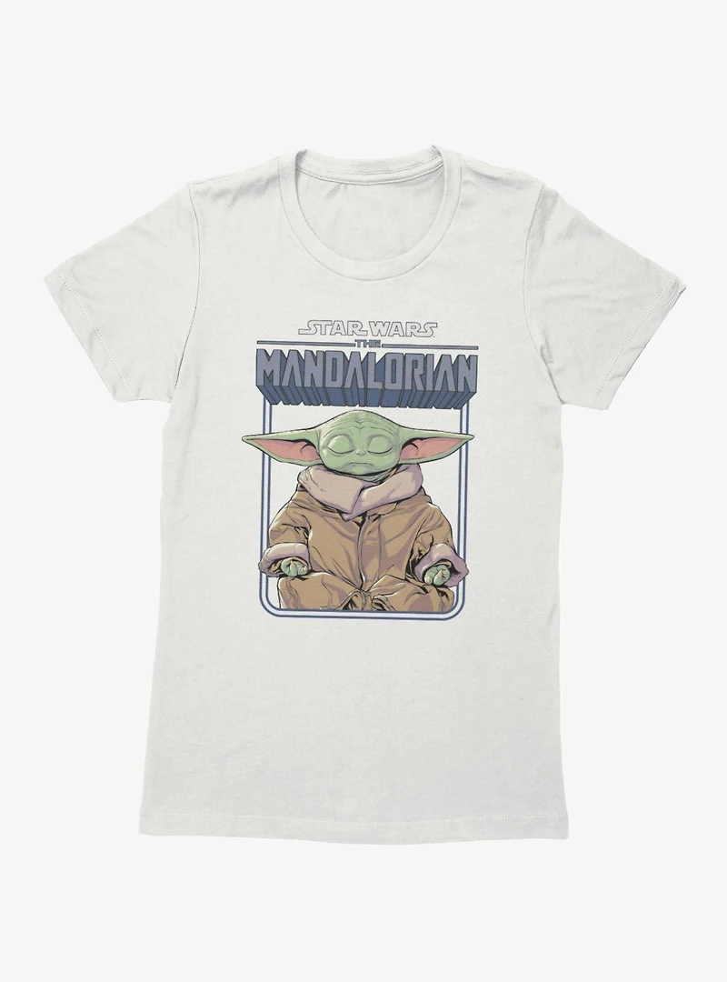 Star Wars The Mandalorian Grogu Meditating Logo Womens T-Shirt