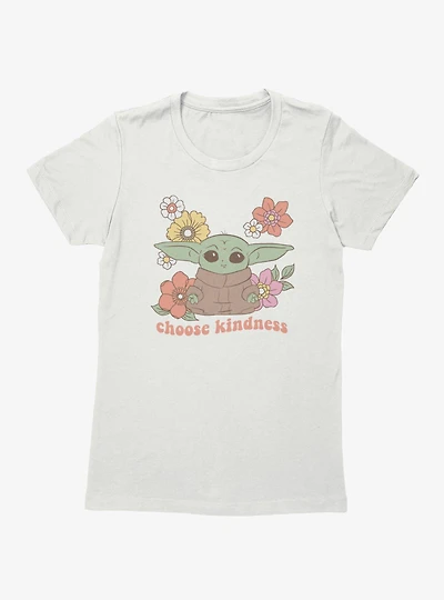 Star Wars The Mandalorian Grogu Choose Kindness Flowers Womens T-Shirt