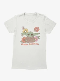 Star Wars The Mandalorian Grogu Choose Kindness Flowers Womens T-Shirt
