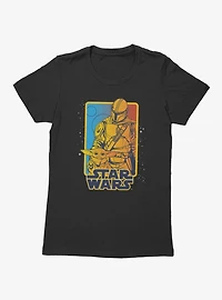 Star Wars The Mandalorian Blue Red Retro Poster Womens T-Shirt