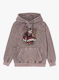 Betty Boop Opp A Doop Classic Heart Tattoo Vintage Mineral Washed Hoodie