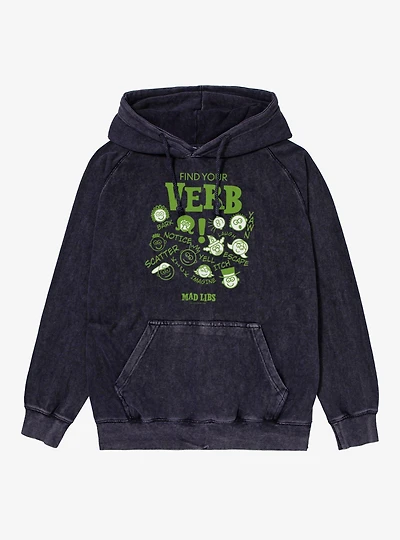 Mad Libs Find Your Verb Faces And Words Vintage Mineral Washed Hoodie