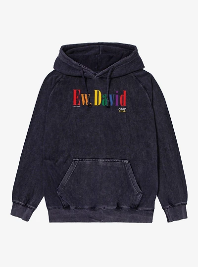 Schitt's Creek Ew David Tall Rainbow Text Vintage Mineral Washed Hoodie