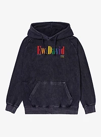 Schitt's Creek Ew David Tall Rainbow Text Vintage Mineral Washed Hoodie