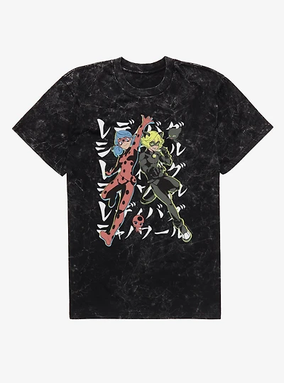 Miraculous Ladybug Team Up Jump Mineral Wash T-Shirt