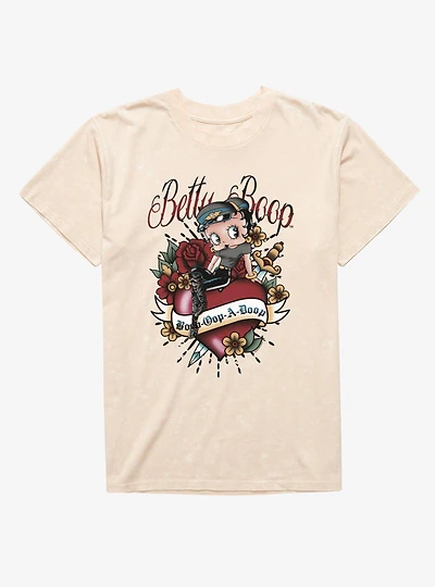 Betty Boop Opp A Doop Classic Heart Tattoo Mineral Wash T-Shirt