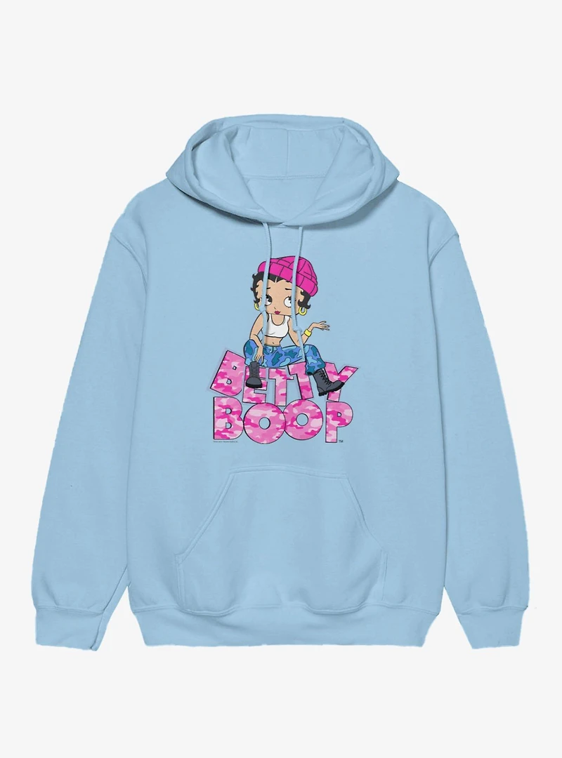 Betty Boop Pink Camo And Boots Hoodie