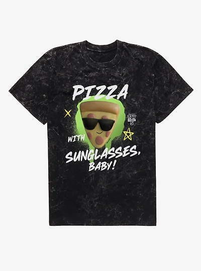 Disney Pixar Toy Story 5 Pizza With Sunglasses Baby Splatter Mineral Wash T-Shirt