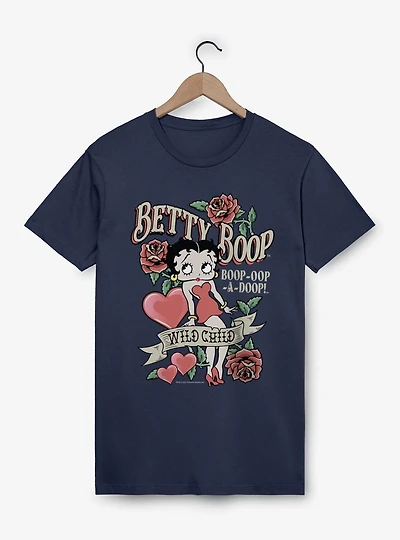 Betty Boop Wild Child Roses And Heart Tattoo T-Shirt