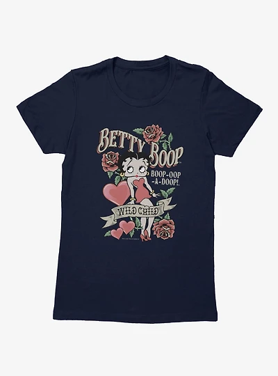 Betty Boop Wild Child Roses And Heart Tattoo Womens T-Shirt