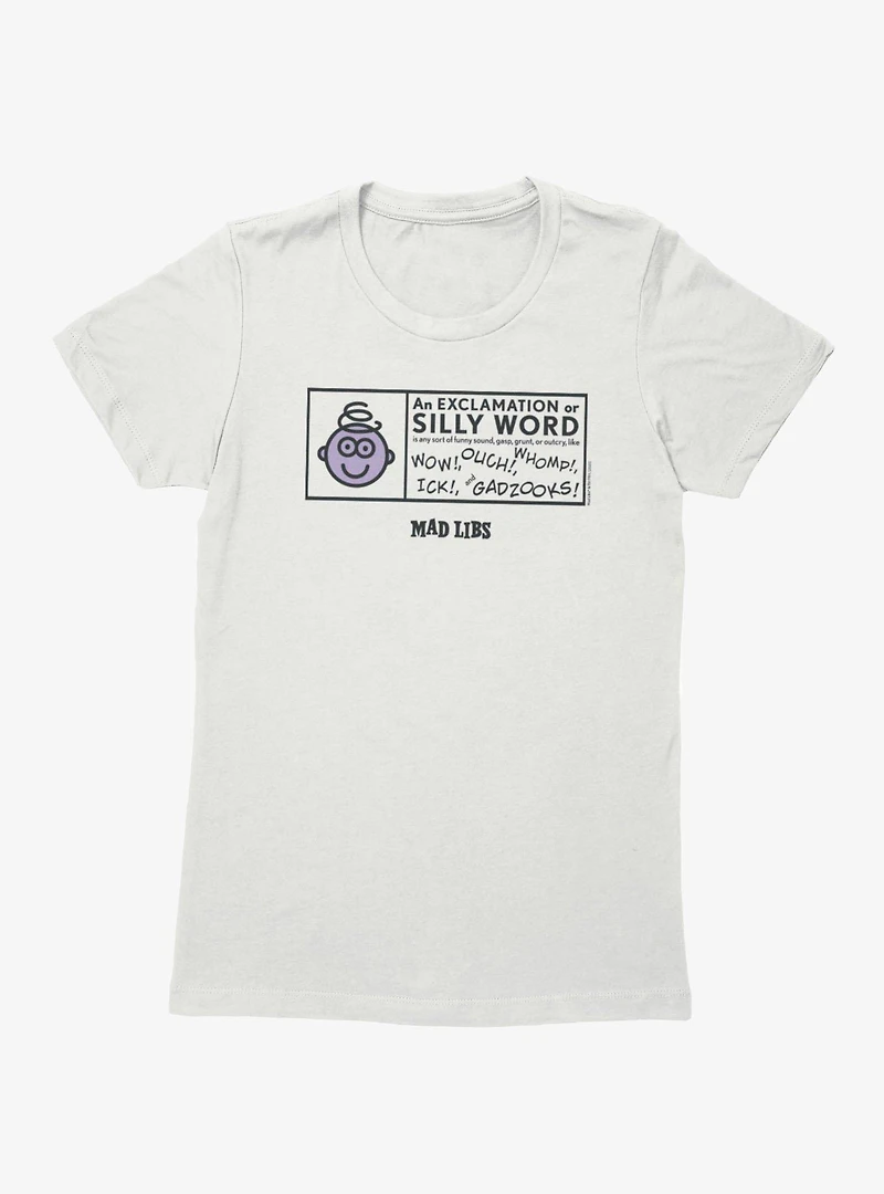 Mad Libs Silly Word Exclamation Box Womens T-Shirt